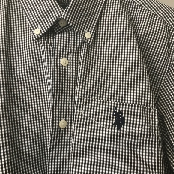 US Polo Assn. Men’s Non Iron US 15 LS 32/33 Button Down Shirt Black and White - Picture 4 of 8